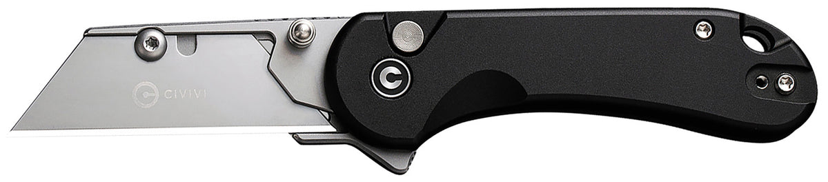 Civivi Knives Elementum Utility All Purpose Folder, 6Cr13 Steel Blade, Black Aluminum Handle, 3 Extra Blades Included