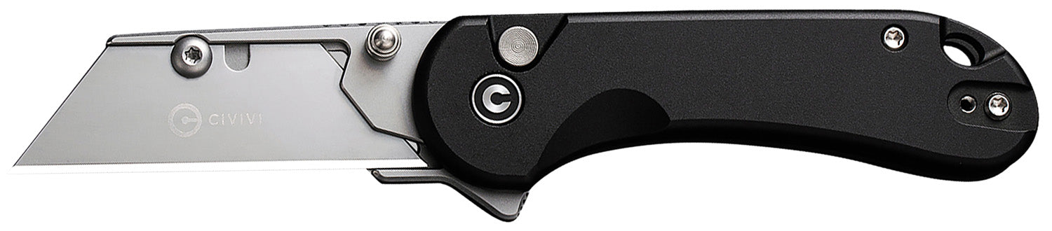 Civivi Knives Elementum Utility All Purpose Folder, 6Cr13 Steel Blade, Black Aluminum Handle, 3 Extra Blades Included