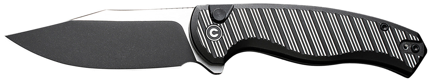 Civivi Knives Stormhowl 3.30" Folder, Black Stonewashed Nitro-V Steel Clip Point, Milled Black Aluminum Handle