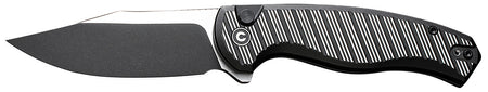 Civivi Knives Stormhowl 3.30" Folder, Black Stonewashed Nitro-V Steel Clip Point, Milled Black Aluminum Handle