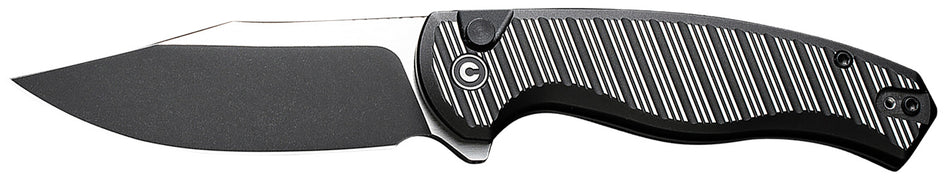 Civivi Knives Stormhowl 3.30" Folder, Black Stonewashed Nitro-V Steel Clip Point, Milled Black Aluminum Handle