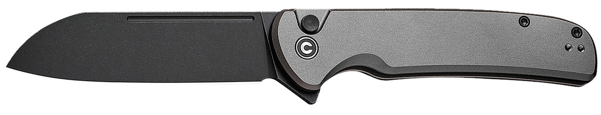 Civivi Knives Chevalier II EDC 3.47" Folder, Satin 14C28N Steel Sheepsfoot, Gray Aluminum Handle, Button Lock