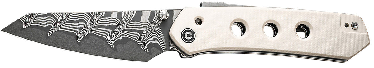 Civivi C22036-DS1 Vision FG 3.54" Reverse Tanto Folding Knife Damascus Blade with Ivory G10 Handle
