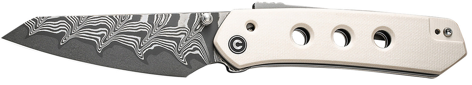 Civivi C22036-DS1 Vision FG 3.54" Reverse Tanto Folding Knife Damascus Blade with Ivory G10 Handle