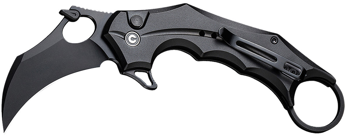 Civivi C16016B-1 Incisor II 2.02" Karambit Folding Knife Black Nitro-V Blade, Black Finger Ring Aluminum Handle