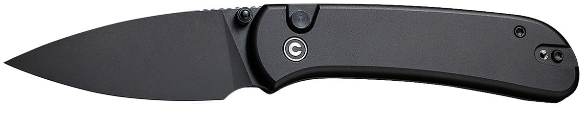Civivi C22030E-1 Qubit 2.98" Drop Point Folding Knife Black Stonewashed 14C28N Blade, Black Aluminum Handle