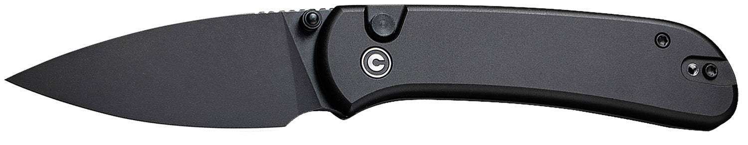 Civivi C22030E-1 Qubit 2.98" Drop Point Folding Knife Black Stonewashed 14C28N Blade, Black Aluminum Handle