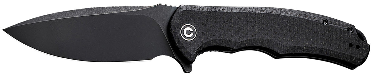 Civivi C803G Praxis 3.75" Flipper Folding Knife Stonewashed 9Cr18MoV Blade, Black Textured Micarta Handle