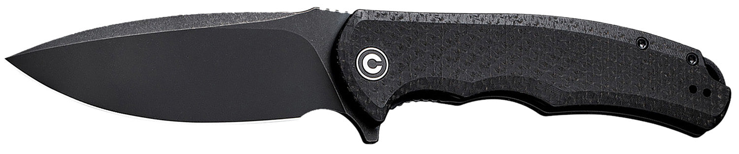 Civivi C803G Praxis 3.75" Flipper Folding Knife Stonewashed 9Cr18MoV Blade, Black Textured Micarta Handle