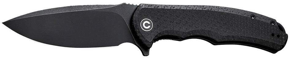 Civivi C803G Praxis 3.75" Flipper Folding Knife Stonewashed 9Cr18MoV Blade, Black Textured Micarta Handle
