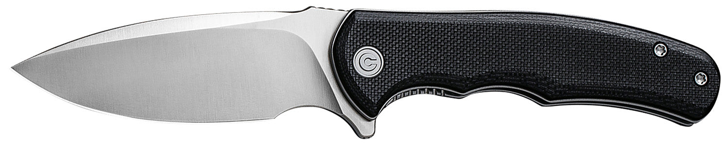 Civivi C18026C-2 Mini Praxis 2.98" Drop Point Flipper Folding Knife Satin D2 Blade, Black G10 Handle