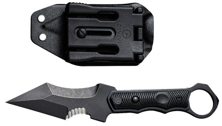 Civivi C20037B-1 Orthrus 3.76" Dual Position Fixed Knife Stonewashed Nitro-V Blade, Black G10 Finger Ring Handle