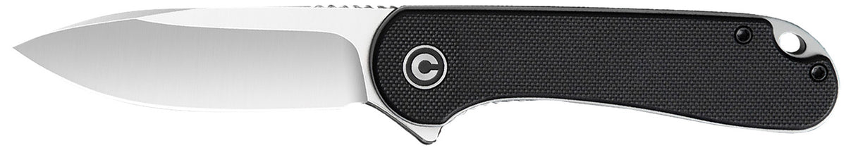 Civivi C907A Elementum 2.96" Flipper Folding Knife Satin D2 Blade, Black Textured G10 Handle