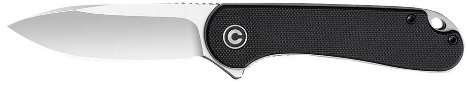 Civivi C907A Elementum 2.96" Flipper Folding Knife Satin D2 Blade, Black Textured G10 Handle