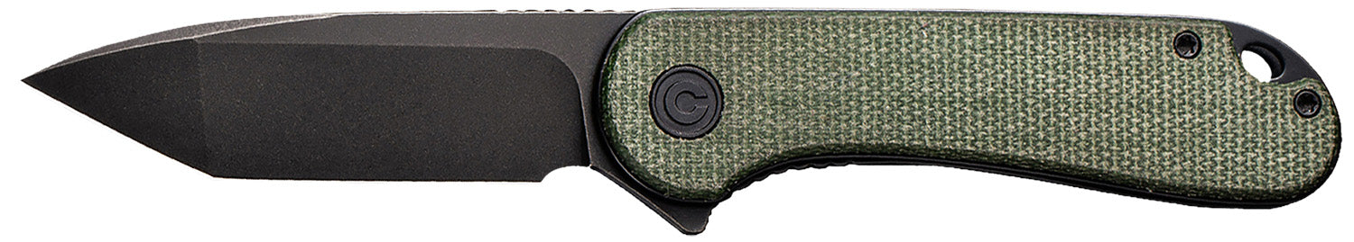 Civivi C907T-E Elementum 2.96" Tanto Flipper Folding Knife Stonewashed D2 Blade, Green Textured Micarta Handle