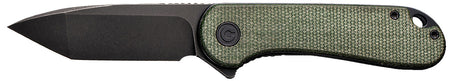 Civivi C907T-E Elementum 2.96" Tanto Flipper Folding Knife Stonewashed D2 Blade, Green Textured Micarta Handle