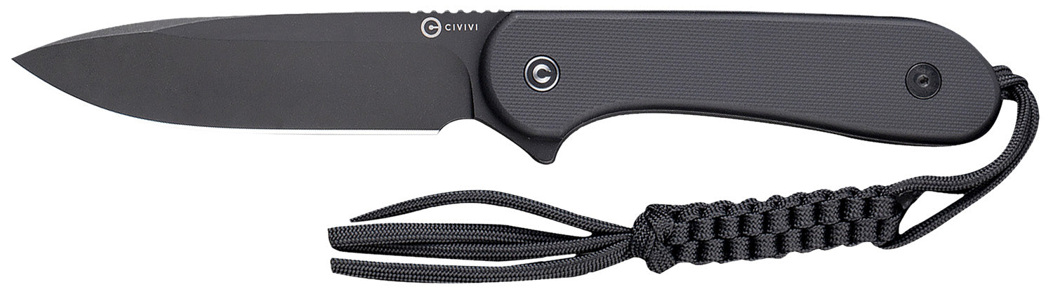 Civivi C2105A Elementum 3.98" Fixed Blade Knife Stonewashed D2 Steel, Black G10 Handle