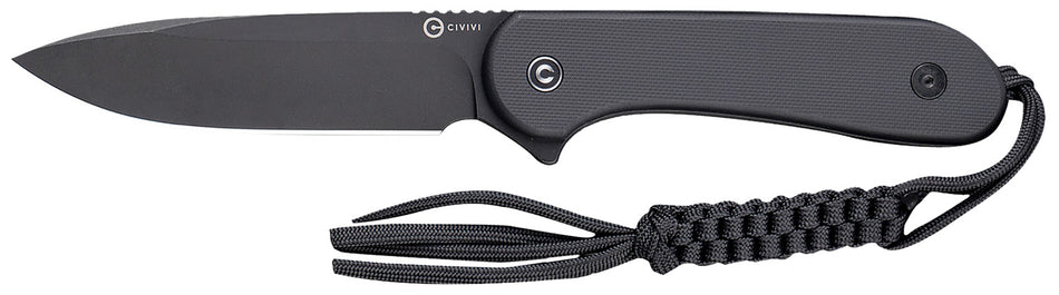 Civivi C2105A Elementum 3.98" Fixed Blade Knife Stonewashed D2 Steel, Black G10 Handle