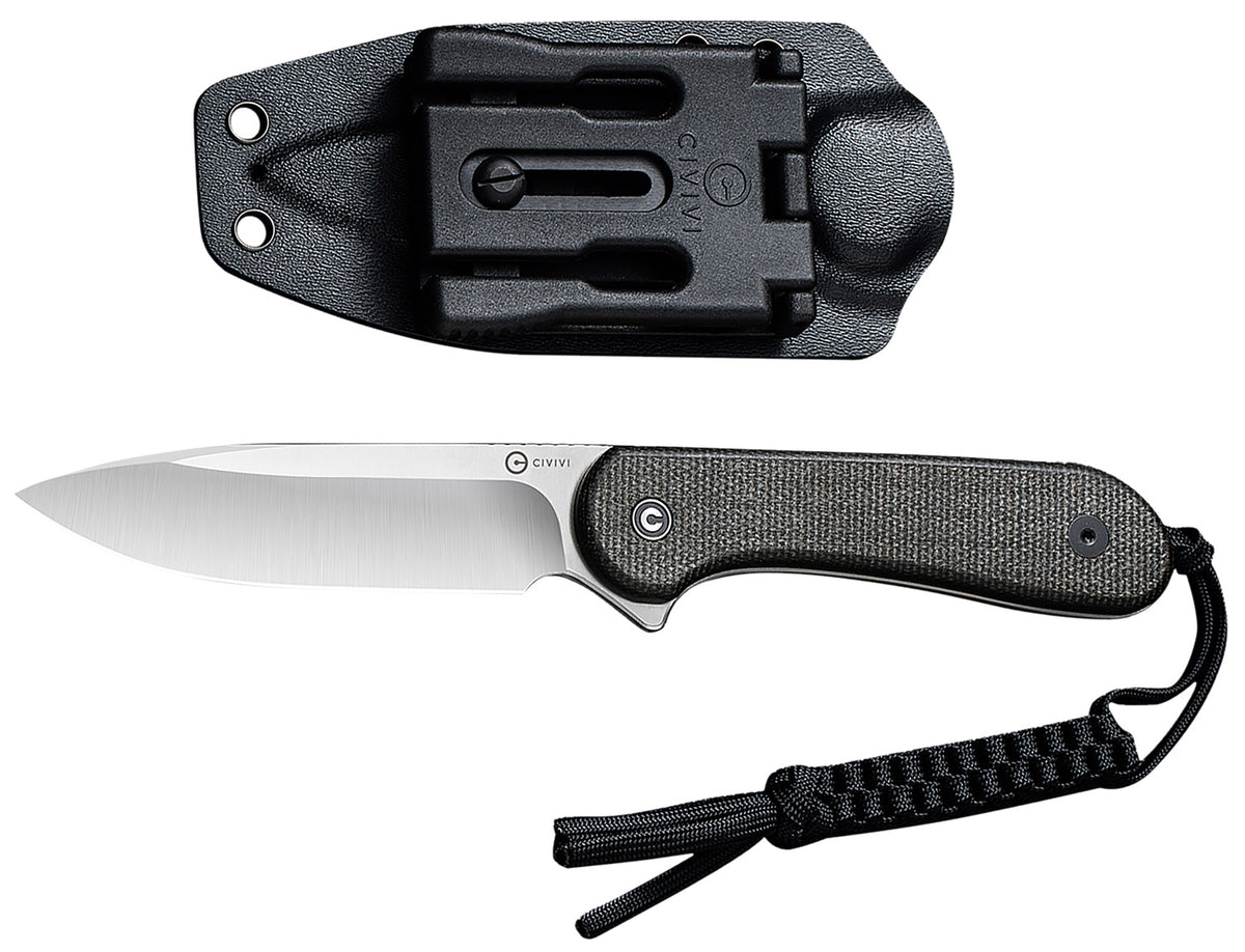 Civivi C2105B Elementum 3.98" Fixed Blade Knife Satin D2 Steel, Dark Green Micarta Handle