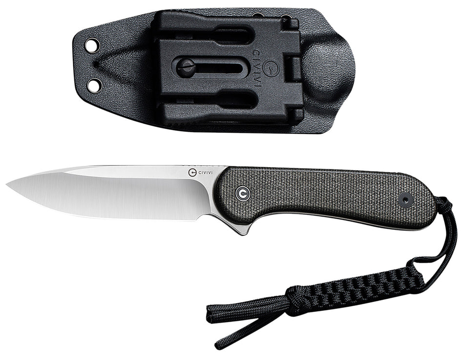 Civivi C2105B Elementum 3.98" Fixed Blade Knife Satin D2 Steel, Dark Green Micarta Handle
