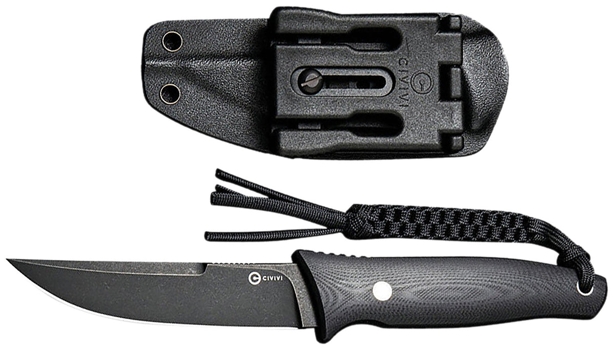 Civivi Knives Tamashii C19046-3 4.07" Fixed Straight Back Plain Blade Black G10 Handle with Kydex Sheath T-Clip