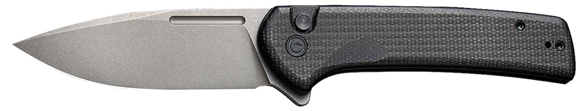 Civivi Knives Conspirator C21006-1 3.48" Folding Plain Blade Black Textured Micarta Handle Flipper Open Pocket Clip