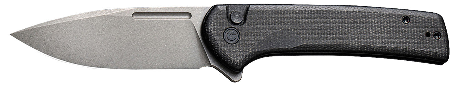 Civivi Knives Conspirator C21006-1 3.48" Folding Plain Blade Black Textured Micarta Handle Flipper Open Pocket Clip