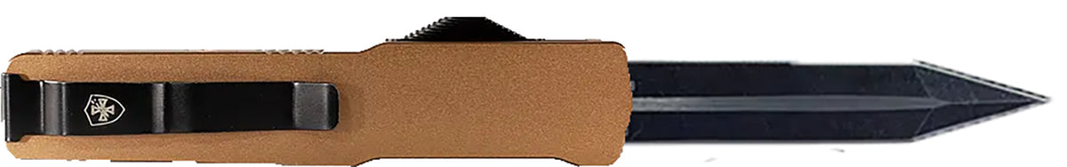 Templar Knife Premium Lightweight Slim OTF 3.25" Dagger Black Oxide D2 Blade, 5" Bronze Anodized Aluminum Handle