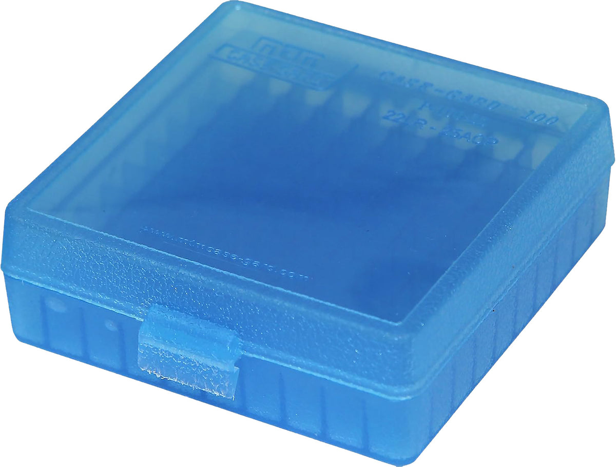 MTM Case-Gard P1002224 Blue Polypropylene 22 LR Ammo Box 100 Round Flip-Top