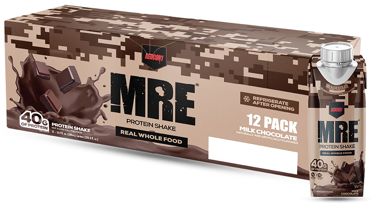 Redcon1 MRE Milk Chocolate Ready to Drink Protein Shake 12 Pack