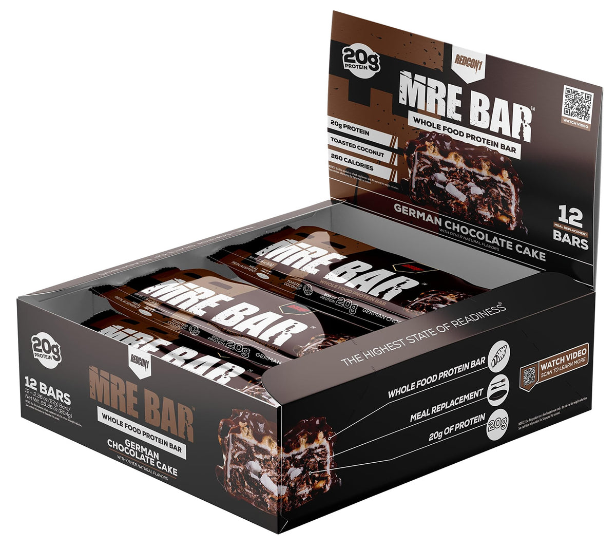 Redcon1 MRE German Chocolate Cake Soft Baked Protein Bar 12 Pack