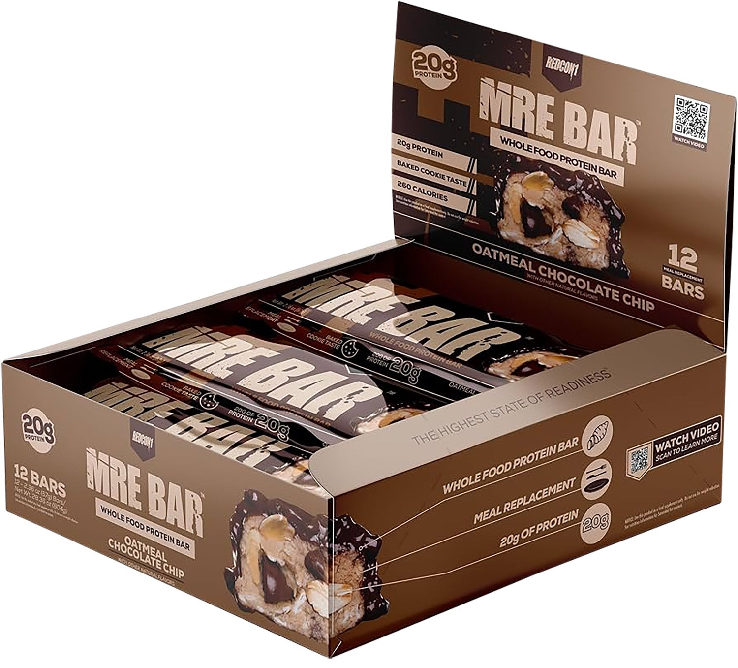 Redcon1 MRE Oatmeal Chocolate Chip Soft Baked Protein Bar 12 Pack