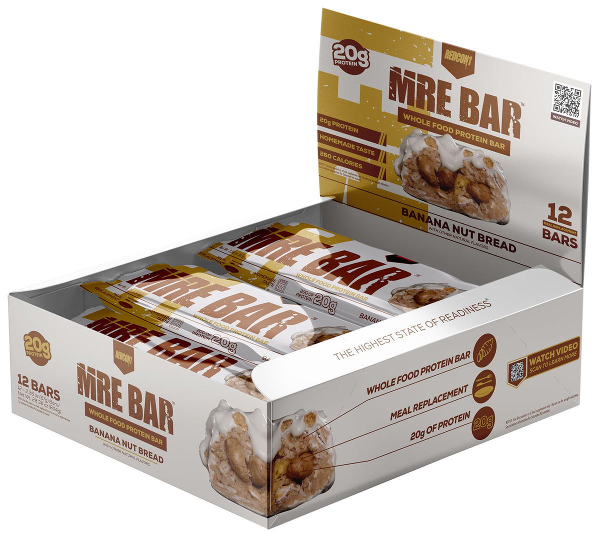 Redcon1 MRE Banana Nut Bread Soft Baked Protein Bar 12 Pack