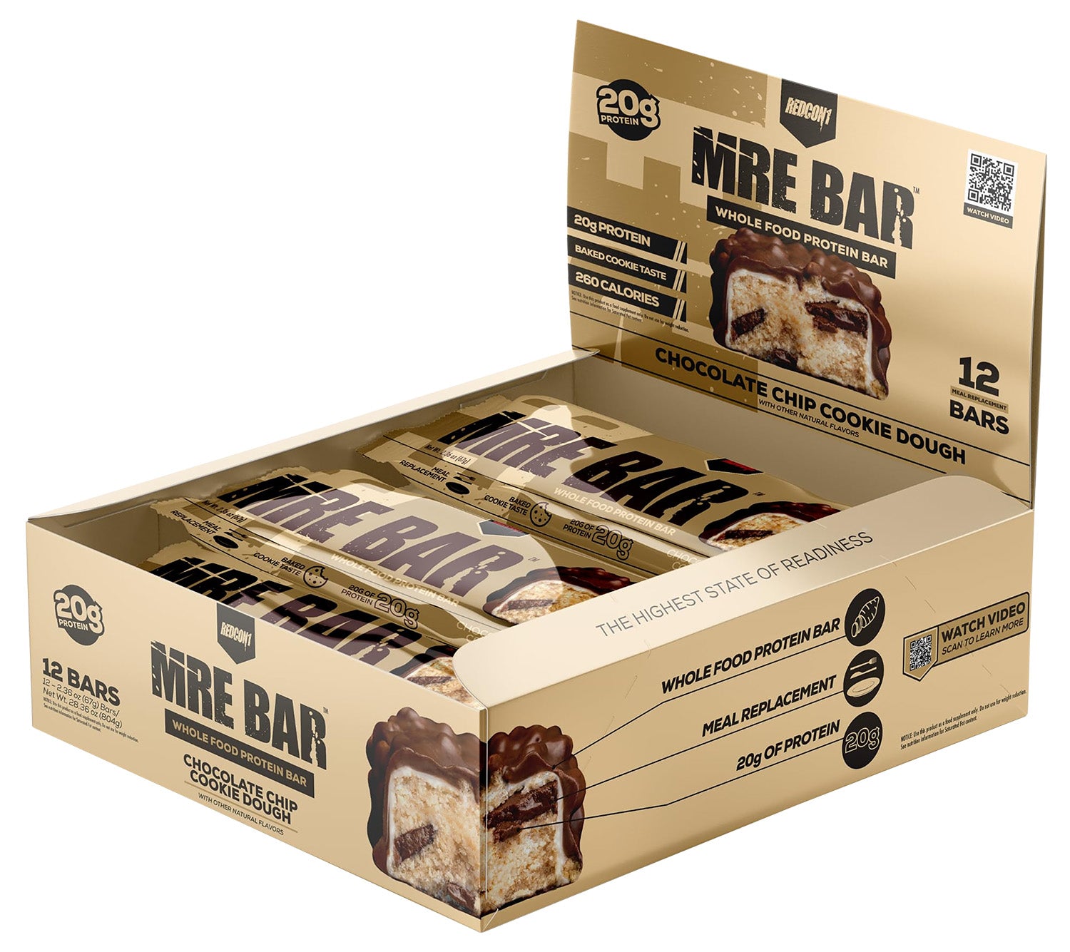 Redcon1 MRE Cookie Dough Soft Baked Protein Bar 12 Pack