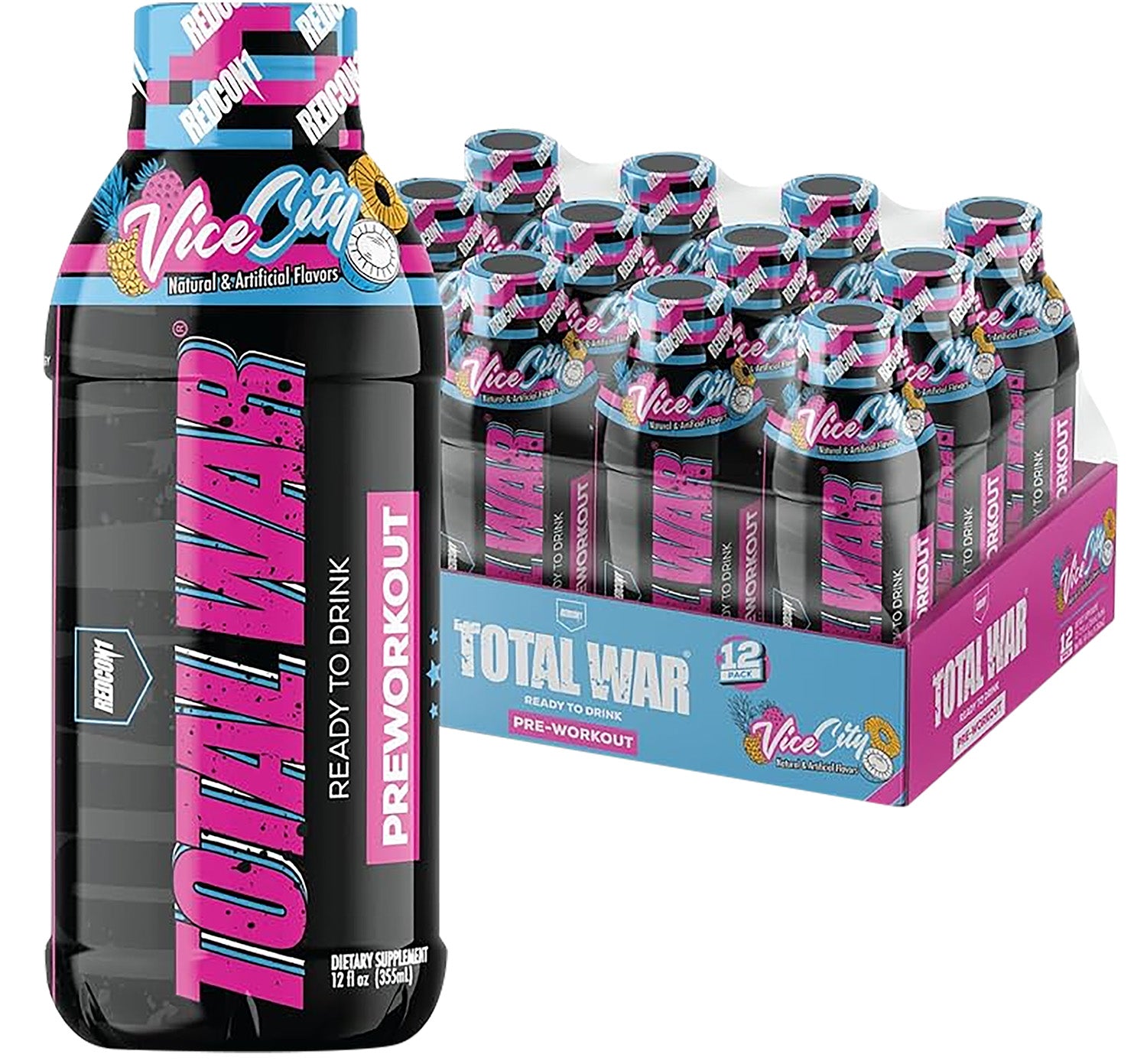 Redcon1 Total War Vice City RTD Pre-Workout Drink 12 Pack