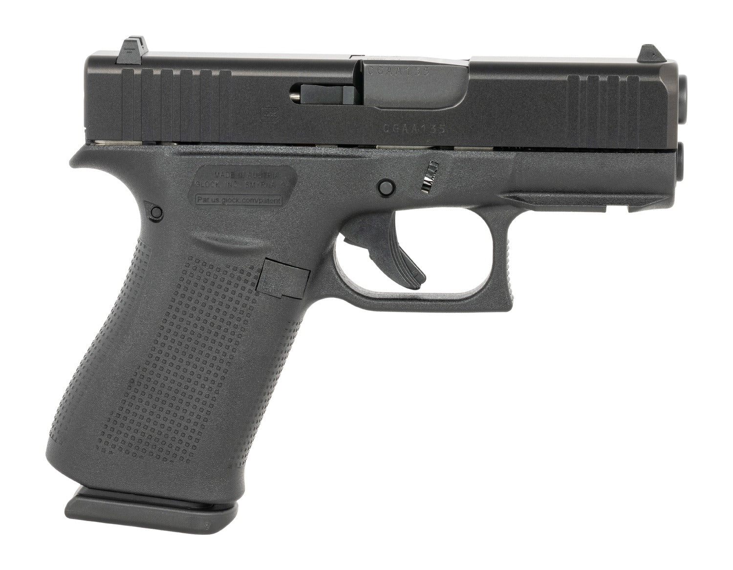 Glock PX4350201FR G43X Slim Sub-Compact Frame 9mm Luger 10+1 3.41" Black GMB Barrel, Black nDLC Serrated Steel Slide, Black Polymer Frame w/Picatinny Rail, Black Textured Polymer Grip, Ambidextrous