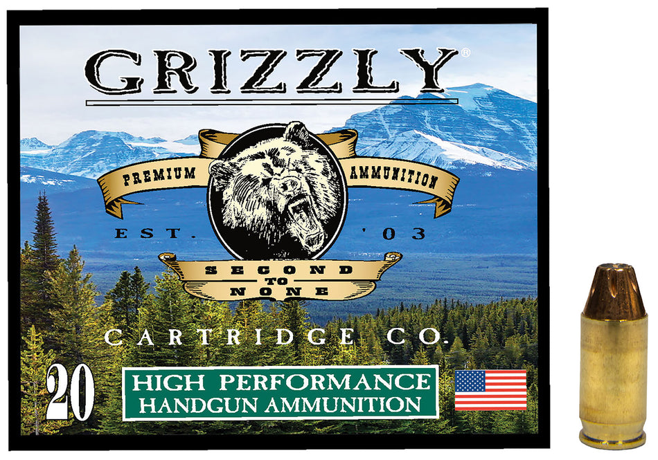Grizzly Cartridge .380 ACP/Auto +P 90 grain Jacketed Hollow Point ammunition