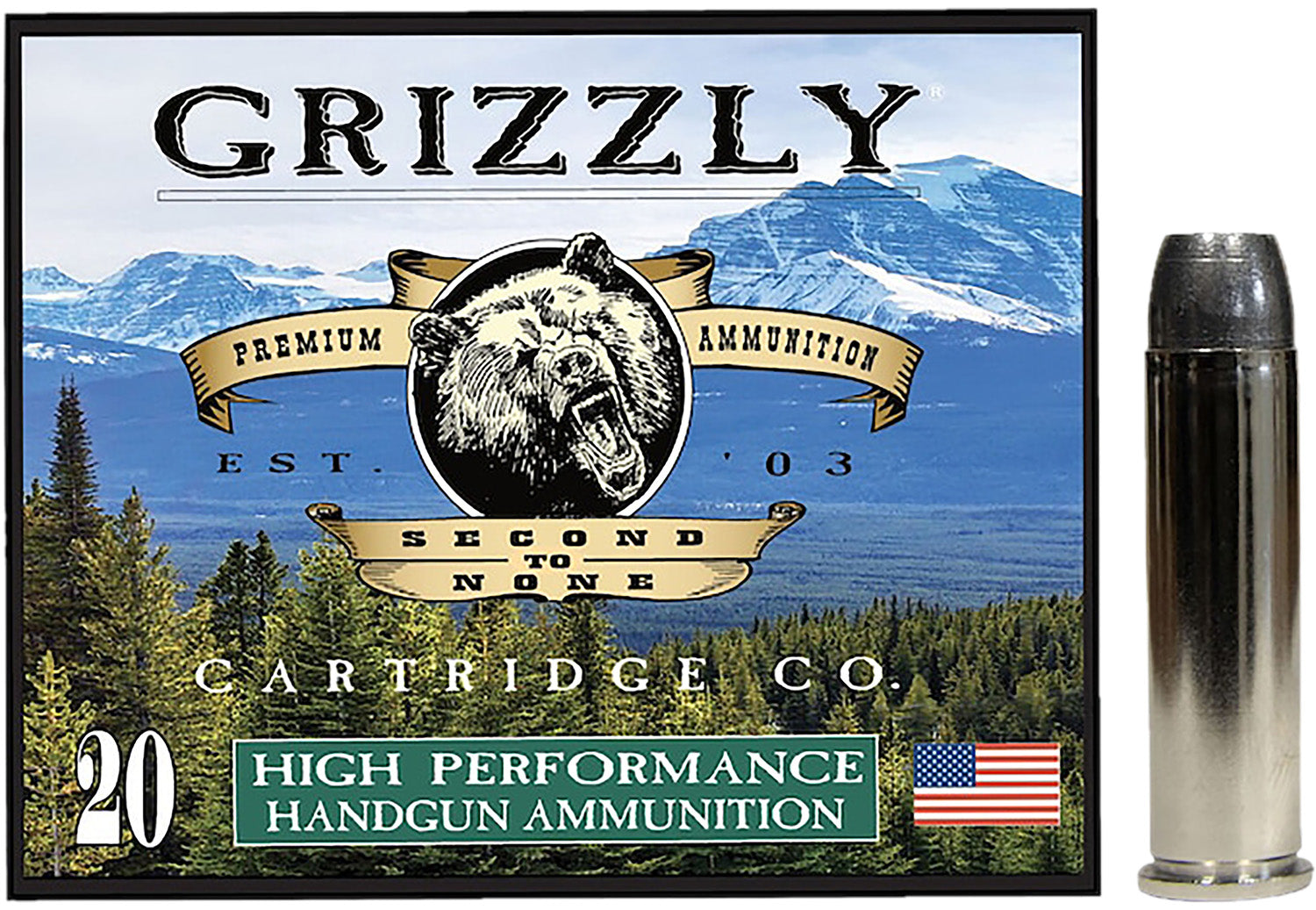 Grizzly Cartridge .357 Magnum  180 grain Wide Flat Nose Gas Checked ammunition