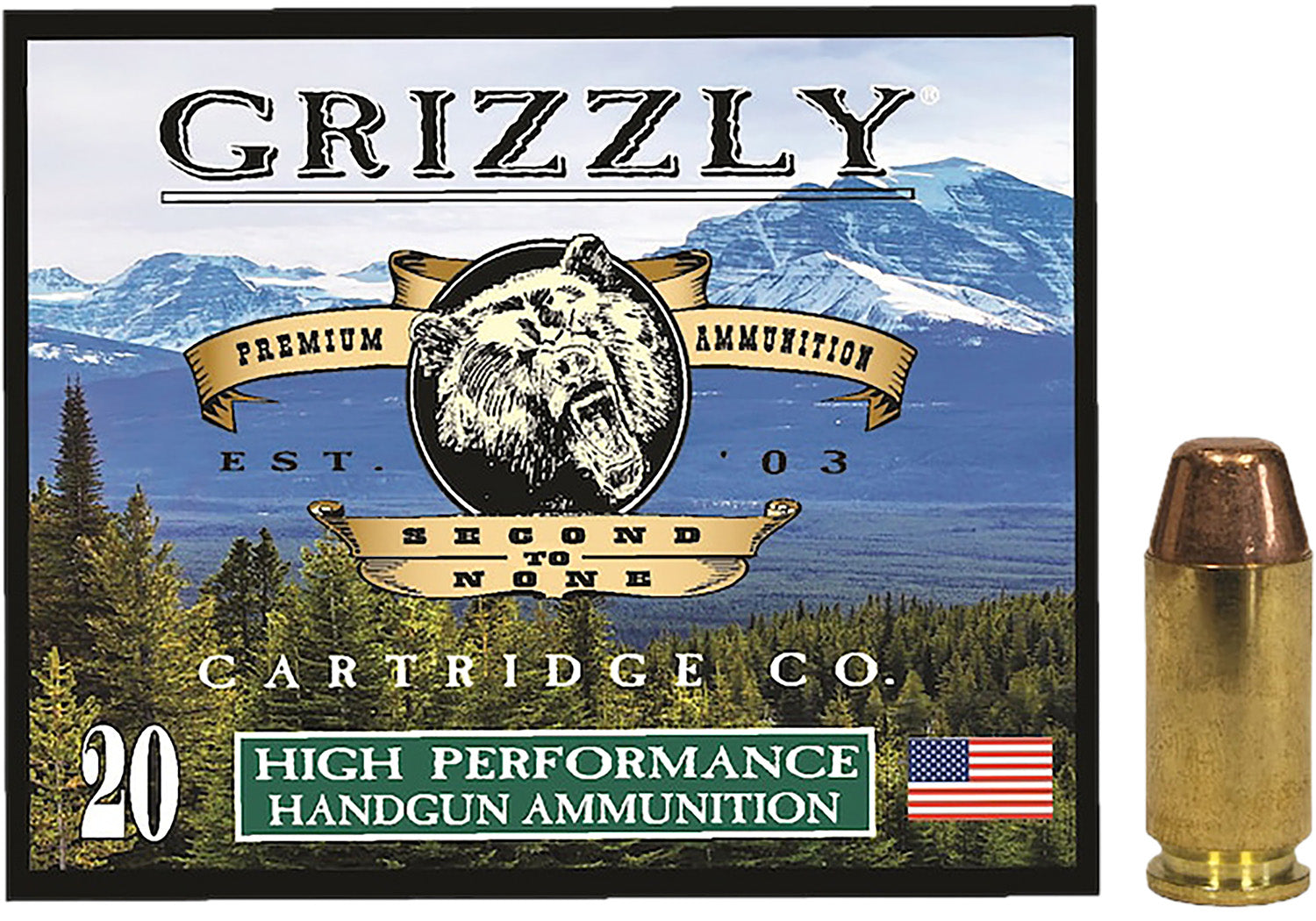 Grizzly Cartridge .40 S&W  200 grain Full Metal Jacket Flat Point ammunition