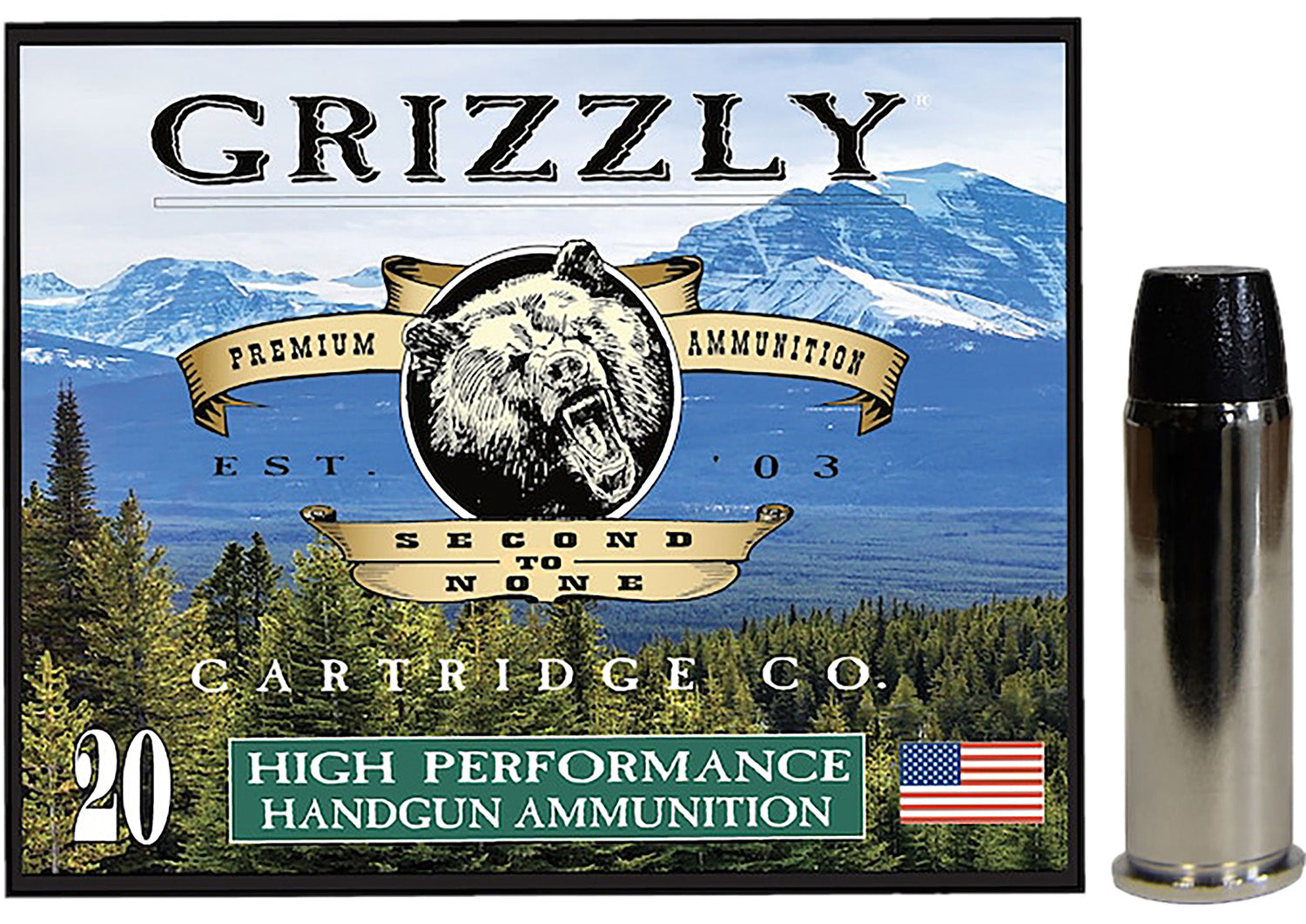 Grizzly Cartridge .44 Magnum  260 grain Wide Flat Nose Gas Check ammunition