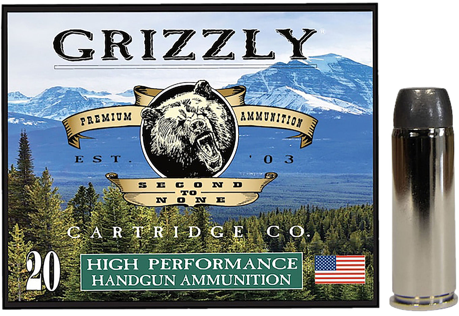 Grizzly Cartridge .45 Long Colt  265 grain Flat Nose ammunition