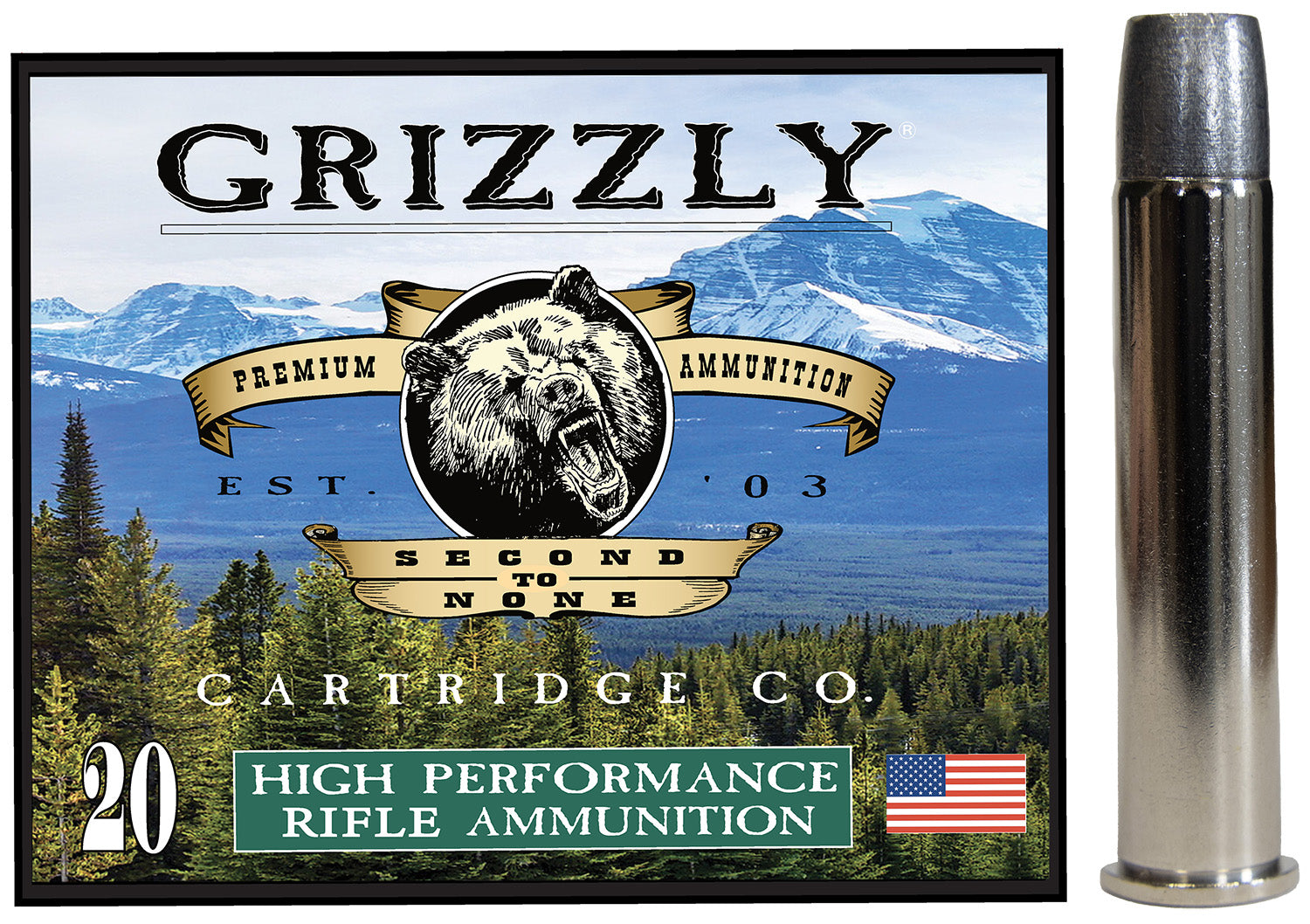 Grizzly Cartridge .45-70 Government  460 grain Flat Nose Gas Check ammunition