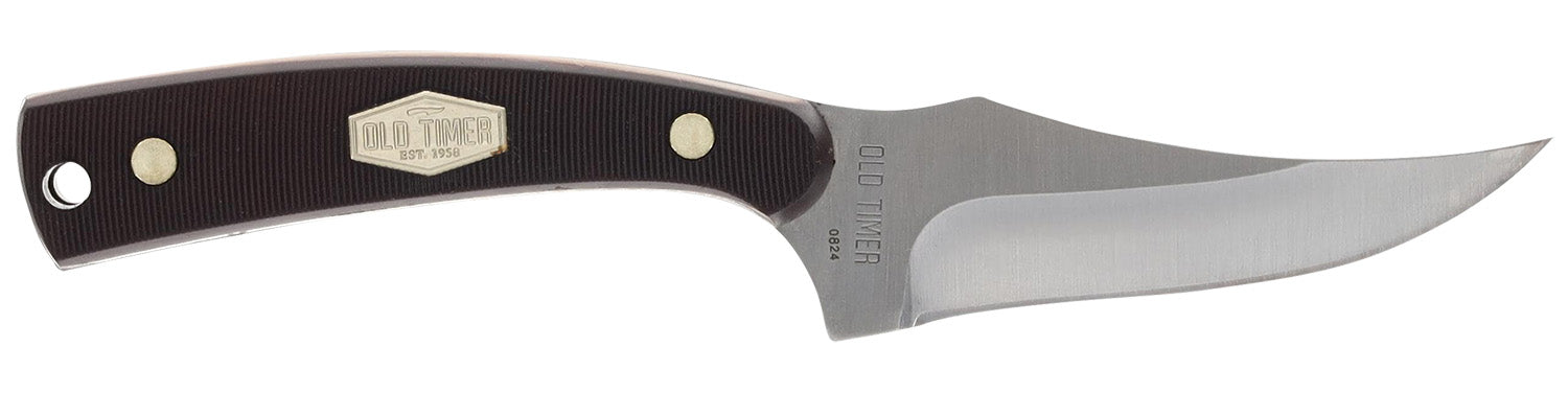 Old Timer 1227067 Sharpfinger Combo Fixed & Folding Plain Satin SS Blade Brown Sawcut Handle