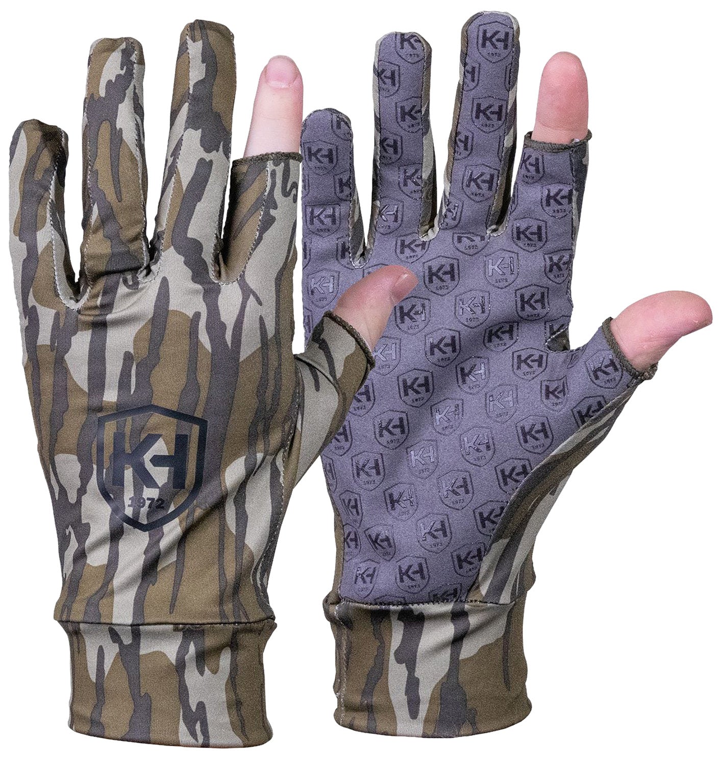 Moultrie KHT0211 Run N Gun OSFM Fingertipless Mossy Oak Bottomland Camo Hunting Gloves