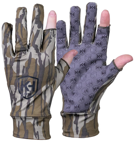Moultrie KHT0211 Run N Gun OSFM Fingertipless Mossy Oak Bottomland Camo Hunting Gloves