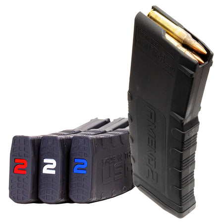 Amend2 3-Pack MOD-2 30rd 5.56x45 NATO AR-15 Magazines Red/White/Blue Polymer