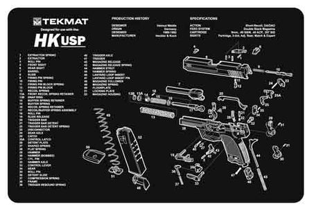 TekMat HK USP Firearm Cleaning & Armorer's Bench Mat 11"x17"
