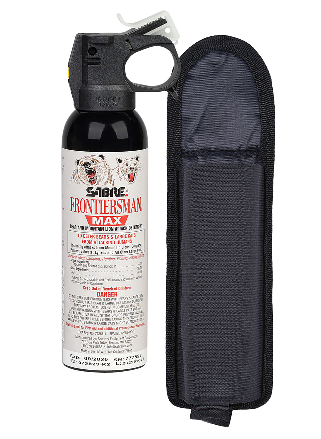 Sabre Frontiersman MAX Bear and Mountain Lion Spray Deterrent 7.9oz 40ft Canister