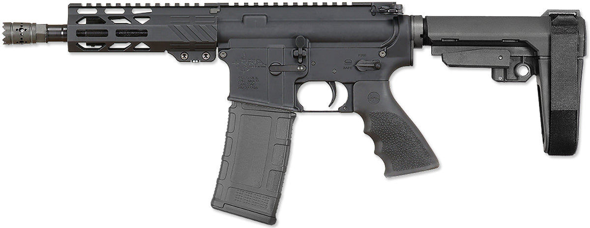 Rock River Arms BLK2132 LAR-15M 300 AAC Blackout 30+1 8" Black M-LOK Handguard, Black Aluminum Picatinny Rail Receiver, Black Polymer SB Tactical SBA3 Arm Brace, Black Hogue Rubber Grip