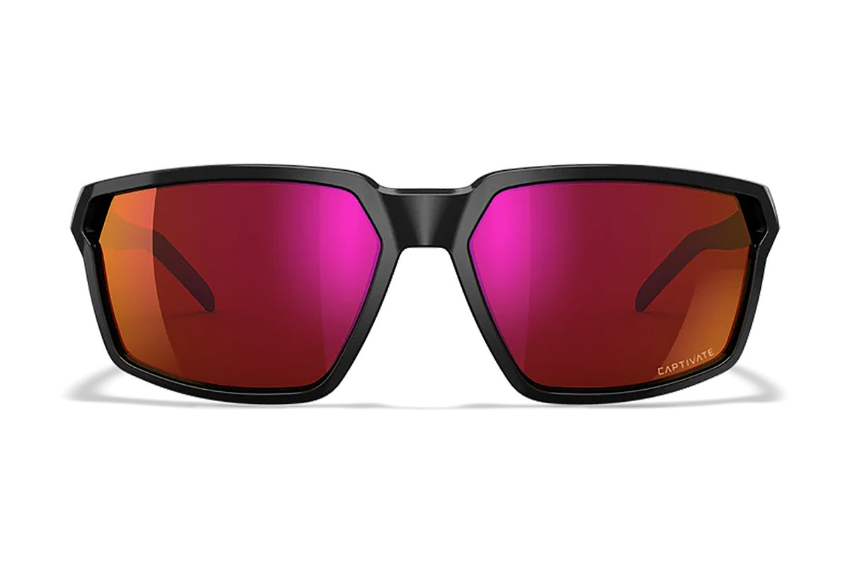 Wiley X AC6SRA06 Sierra Ballistic Sunglasses – Red Mirror Lens, Gloss Black Polycarbonate Frame